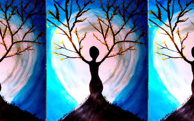 Akvarell hälsa skönhet träd vacker handritad illustration