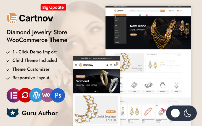 Cartnov — адаптивная тема Elementor WooCommerce для магазина ювелирных изделий с бриллиантами