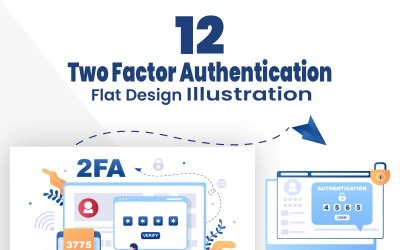 12 2FA Twee stappen authenticatie wachtwoord Illustratie