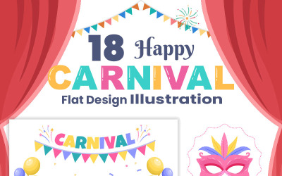 Ilustración de celebración de carnaval de fiesta de música feliz 18