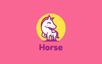 Pferd im einfachen Maskottchen-Logo-Stil