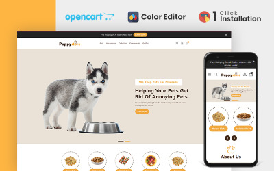 Тема Opencart в магазине Puppy Pet Store