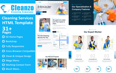 Cleanzo - HTML шаблон веб-сайта услуг по уборке