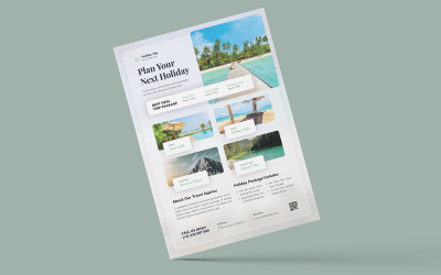 Modello di volantino pulito per viaggio di vacanza