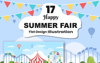 17 Summer Fair Carnival Landskap Lekplats Illustration