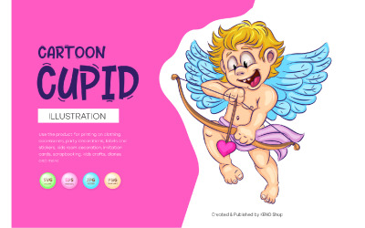 Söt tecknad cupid. SVG, PNG, JPG.