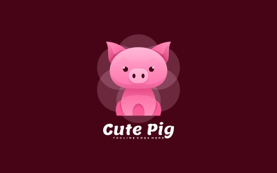 Niedlicher Schwein-Farbverlauf-Logo-Stil