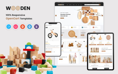 Адаптивный OpenCart шаблон Wooden - Кухня и игрушки