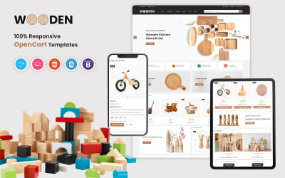Bois - Modèle OpenCart adaptatif pour la cuisine et les jouets