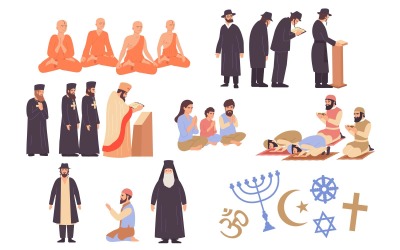 World Religions Set Flat 200850616 Vector Illustration Concept