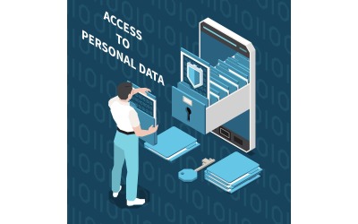 Цифровая Конфиденциальность Защита Персональных Данных Изометрические 201210911 Векторные Иллюстрации Концепции