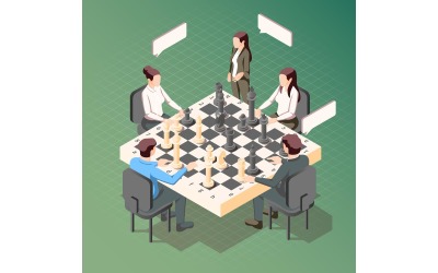 商业战略国际象棋等距 201260735 矢量插图概念