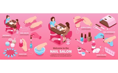 Isometric Nails Manicure Infographics 201112107 Vector Illustration Concept