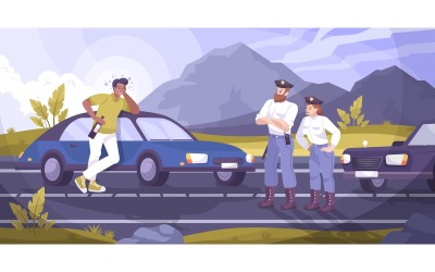 Police Drunk Driver Flat 201050739 Vector Illustration Concept