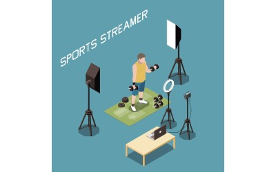 Streaming Vlogging izometrikus 201110939 vektoros illusztráció koncepció