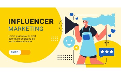 Influencer Marketing horizontale Banner 201060527 Vektor-Illustration-Konzept