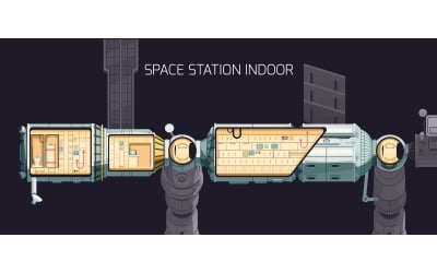 Orbital internationella rymdstation inomhus 201012616 vektorillustration koncept