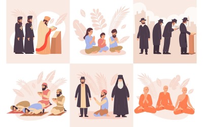 Ensemble de composition de religions du monde plat 200950602 Concept d&amp;#39;illustration vectorielle