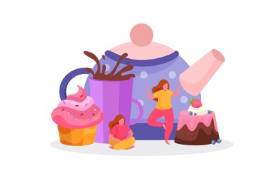 Tea Time Platte Achtergrond 200940207 Vector Illustratie Concept