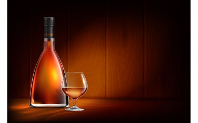 Brandy Cognac Whisky Glass Bottles Realistic-001 200412312 Conceito de ilustração vetorial