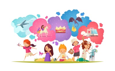 Enfants rêvant 200212614 Concept d'illustration vectorielle