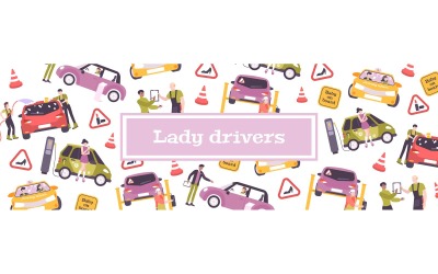 Woman Driving Pattern Flat 200450749 Conceito de ilustração vetorial