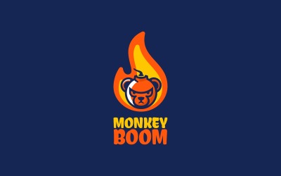 Logo de mascotte simple de boom de singe