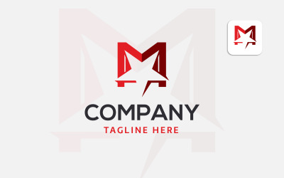 M Harfi Logo Yıldız Işareti veya M Harfi Yıldız Logo Tasarım Vektörü