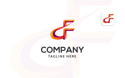 Nowoczesny abstrakcyjny gradient DF Logo Design lub FD Letter Logo Design Vector Template