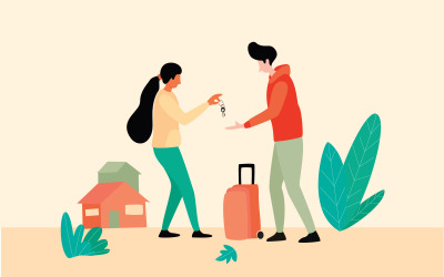 Rent House Key Handover Free Illustration Concept Vector