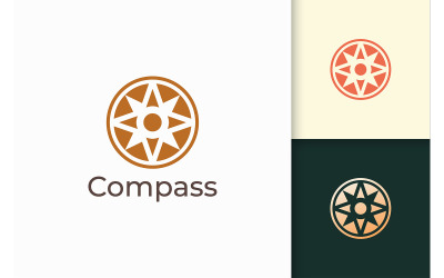 El logotipo de la brújula en moderno y abstracto representan Advanture