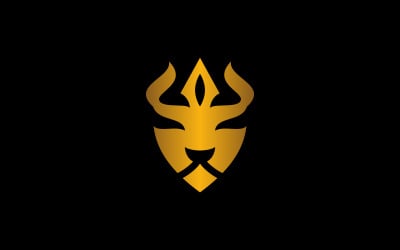 Lion Head Sword Shield Logo Template