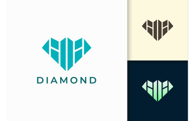 Logo drahokamů nebo drahokamů v diamantovém tvaru s glamour stylem