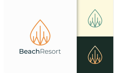 Logotipo da villa ou resort à beira-mar moderna