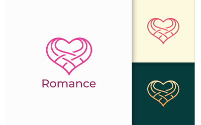 Logotipo de amor de línea simple con color rojo