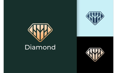 Logotipo de joia ou joia em forma de diamante com estilo luxuoso