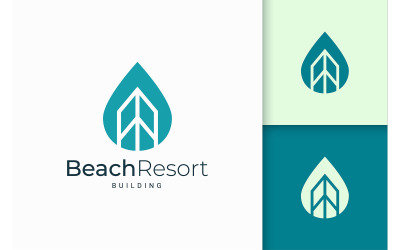 Logotipo de propiedad o apartamento frente al mar moderno y simple