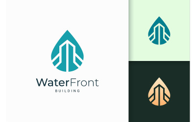Logotipo moderno de propiedad o apartamento frente al mar