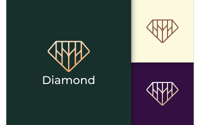 Luxe en Glamour Gem-logo in ruitvorm