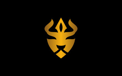 Modèle de logo de bouclier d&amp;#39;épée de tête de lion
