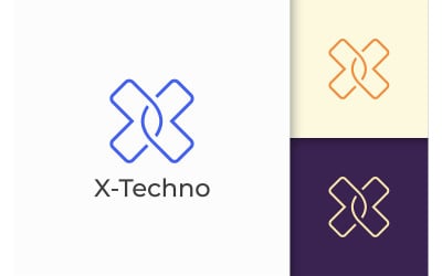 Modern és egyszerű Letter X logó a Tech Company számára