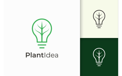Ampoule et logo de feuille dans un style moderne