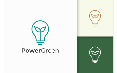 Glödlampa och lövlogotyp i minimalistisk och modern