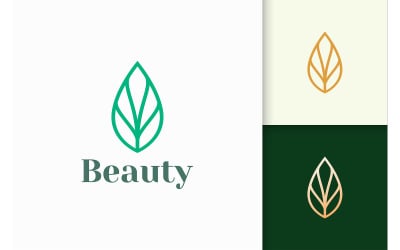 Leaf or Plant Logo in Simple Line Shape for Spa or Beauty