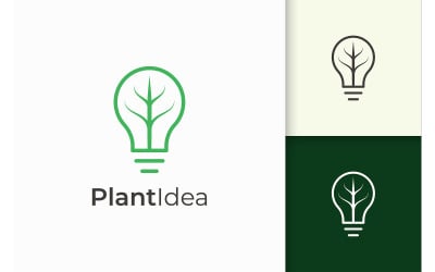 Light Bulb and Leaf Logo in Modern Style
