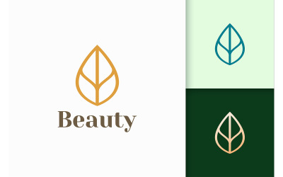 Logotipo da folha ou planta em formato simples para spa ou beleza