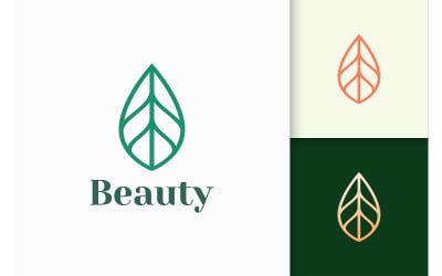 Logotipo de hoja o planta en forma simple