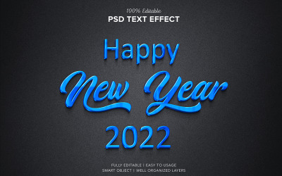 Blu 2022 Anno Nuovo Testo Effetto Stile Psd