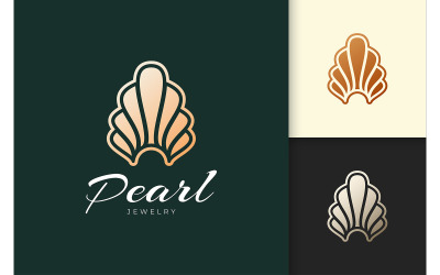 O logotipo de pérola ou amêijoa de luxo representa joias ou gemas