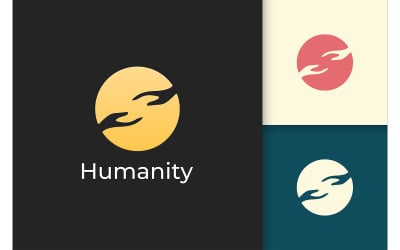 Solidarity or Humanity Logo in Simple Circle with Two Hand